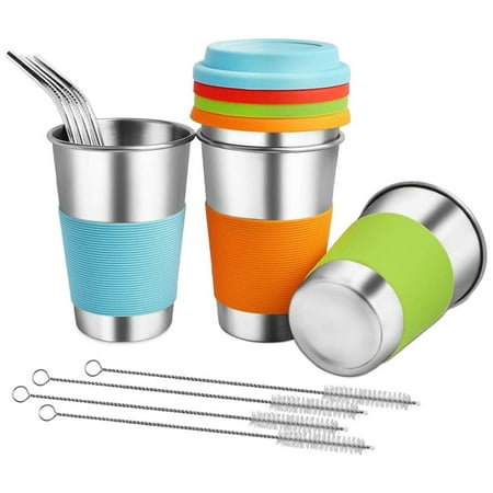 4Pack Stainless Steel Tumbler Cups with Silicone Lid Stackable Metal Drinking Glasses 16Oz Drinking for Party Picnic
4Pack Stainless Steel Tumbler Cups with Silicone Lid Stackable Metal Drinking Glasses 16Oz Drinking for Party Picnic