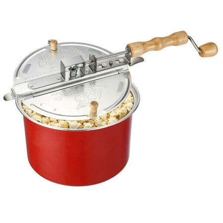 Aluminum Popcorn Original Spinner Stovetop 6.5 Quart Red Popcorn Popper