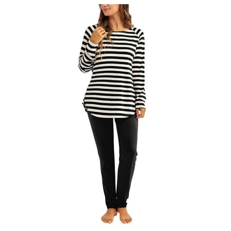 Women Striped Pajamas Set Long Sleeve Tops Pants Joggers Loungewear Soft Sleepwear Nightshirt Sleepshirt Nightgown
Women Striped Pajamas Set Long Sleeve Tops Pants Joggers Loungewear Soft Sleepwear Nightshirt Sleepshirt Nightgown