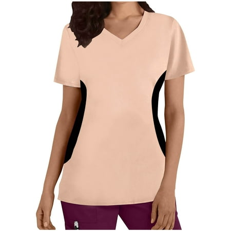 KIJBLAE Summer Shirts for Women Colorblock Print Tops Short Sleeve Tees Scrub Pocket Blouses V-Neck T-shirt Working Uniform Clothes for Girls Pink S Savings
KIJBLAE Summer Shirts for Women Colorblock Print Tops Short Sleeve Tees Scrub Pocket Blouses V-Neck T-shirt Working Uniform Clothes for Girls Pink S Savings