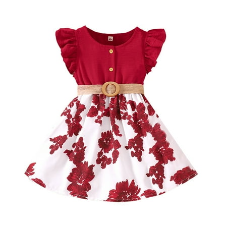 Girls Dresses Summer Toddler Fly Sleeve Floral Prints Princess Dance Party Clothes Belt Sun Dress
Girls Dresses Summer Toddler Fly Sleeve Floral Prints Princess Dance Party Clothes Belt Sun Dress