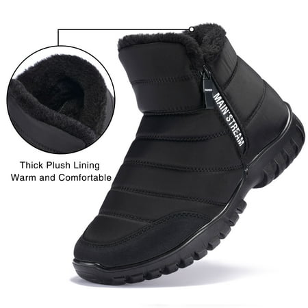 LUXUR Men s Waterproof Winter Snow Boots Warm Zip up Ankle Booties