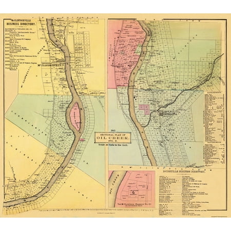 Oil Creek, Section 2 Pennsylvania Landowner - Mayer 1865 - 26 x 23