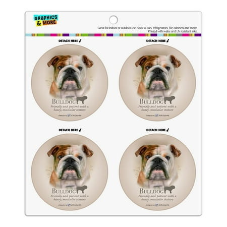 Bulldog Dog Breed Refrigerator Fridge Locker Vinyl Circle Magnet Set