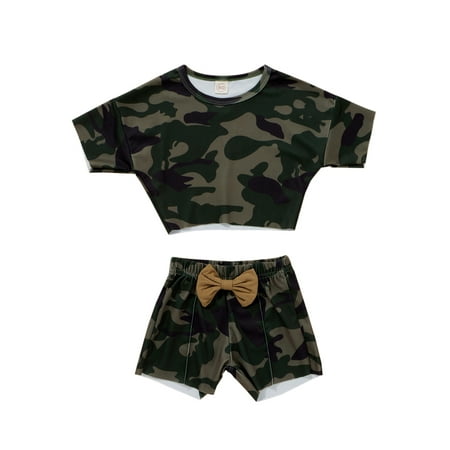 SUNSIOM 2Pcs Toddler Girls Summer Set Heart Print Short Sleeves T-Shirt and Shorts