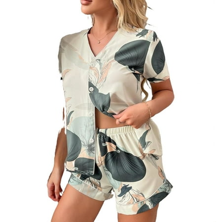 2pcs Set Elegant V neck Short Sets Short Sleeve Women s Pajama Sets (Women s)
2pcs Set Elegant V neck Short Sets Short Sleeve Women s Pajama Sets (Women s)