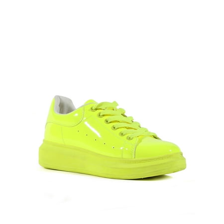 Ocho Toros Durango-01 Patent Lace Up Sneaker in Yellow