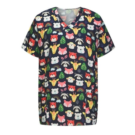Funicet Women Scrubs Tops Plus Size Working Uniform With Pockets Short Sleeve V-neck Nursing Uniform Cute Printed Loose Blouse Tunics
Funicet Women Scrubs Tops Plus Size Working Uniform With Pockets Short Sleeve V-neck Nursing Uniform Cute Printed Loose Blouse Tunics
