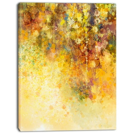 Design Art 'White Flowers and Soft Color Leaves' Painting Print on Wrapped Canvas
