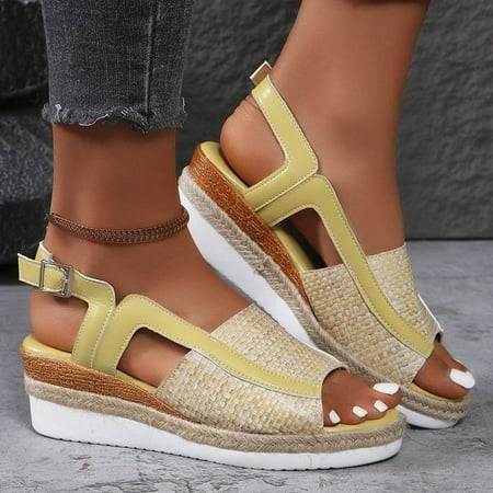YOUSNH Women s Slope High Heel Sandals Fashionable Solid Color Sandals Beach Sandals for Woman Yellow 9(42)
YOUSNH Women s Slope High Heel Sandals Fashionable Solid Color Sandals Beach Sandals for Woman Yellow 9(42)