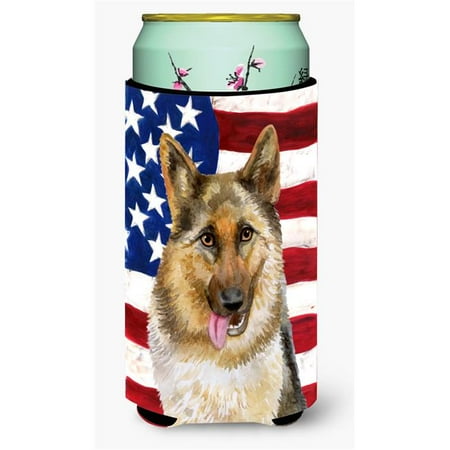 German Shepherd Patriotic Tall Boy Beverage Insulator Hugger
