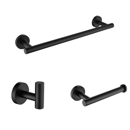 WOWOW 3 - Piece Matte Black Bathroom Hardware Set