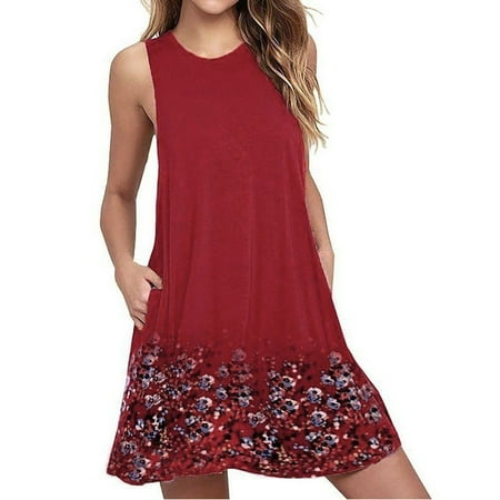 Leesechin Womens Dresses Clearance O-Neck Printing Pockets Sleeveless A-Line Nightdress Dress
Leesechin Womens Dresses Clearance O-Neck Printing Pockets Sleeveless A-Line Nightdress Dress