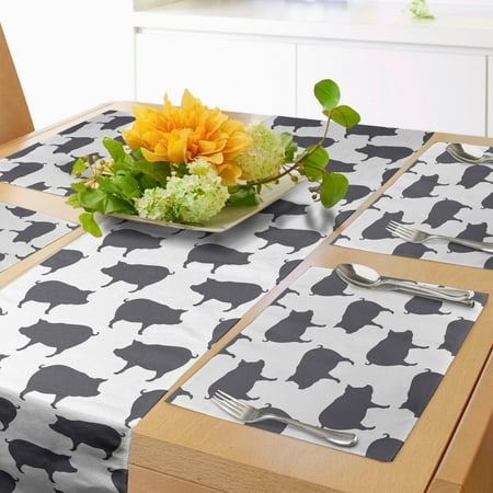 Pig Table Runner & Placemats Continuous Pig Animal Silhouette Pattern Domestic Mammal Husbandry Concept Set for Dining Table Placemat 4 pcs + Runner 12 x90 Charcoal Grey and White by Ambesonne
Pig Table Runner & Placemats Continuous Pig Animal Silhouette Pattern Domestic Mammal Husbandry Concept Set for Dining Table Placemat 4 pcs + Runner 12 x90 Charcoal Grey and White by Ambesonne
