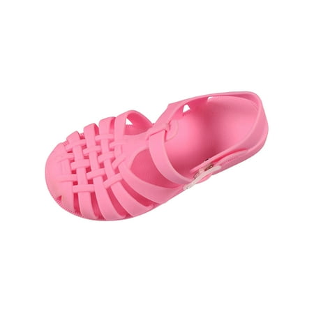 

Toddler Girls Jelly Sandals Soft Rubber Sole Closed Toe Beach Summer Shoes Toddler Shoes Baby Boys Girls Cute Candy Colors Hollow Out Non-slip Soft Sole Beach Roman Sandals Hot Pink 3-4 Years