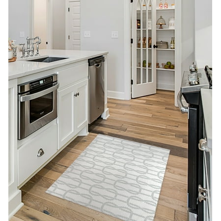 NAUTICAL KNOTS GREY Kitchen Mat By Becky Bailey