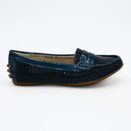 Blue Patent Leather Slip-On Loafer - 1936 Boutique Style 811-103