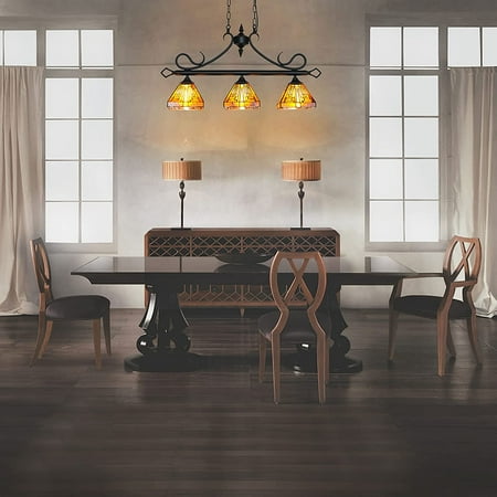 FETCOI Tiffany Style Chandelier Stained Glass Ceiling Light Fixture