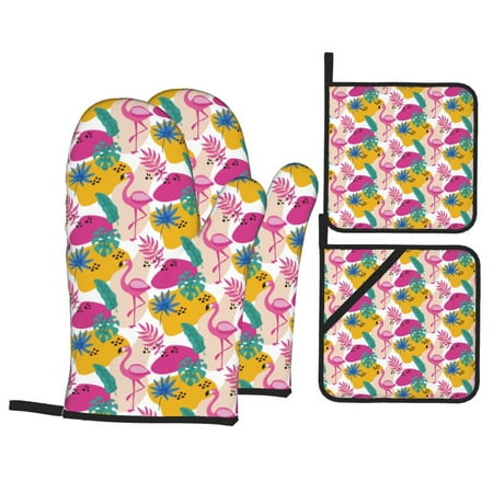 Oven Mitts and Pot Holders 4 pcs Set Colorful flamingo Heat Resistant Pot Holders Oven Mitts for kitchen Non-Slip Hanging Loop Oven Glove Potholders for Baking Cooking
Oven Mitts and Pot Holders 4 pcs Set Colorful flamingo Heat Resistant Pot Holders Oven Mitts for kitchen Non-Slip Hanging Loop Oven Glove Potholders for Baking Cooking