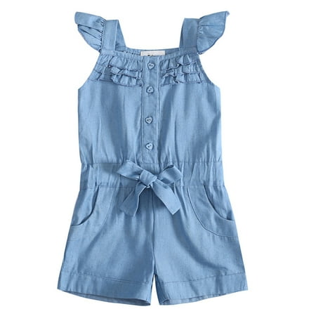 Toddler Baby Girls One Piece Short Sleeve Jumpsuit Summer Ruffle Romper with Bowknot Waistband Outfit for 1-5 Years
Toddler Baby Girls One Piece Short Sleeve Jumpsuit Summer Ruffle Romper with Bowknot Waistband Outfit for 1-5 Years