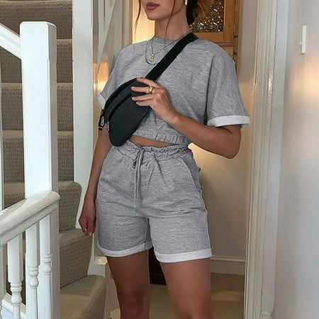 SBYOJLPB Women s waist Fashion Women Casual Solid Color Short Sleeve Sportswear Suit 2PC Tracksuit Sets Gray 12(XXL)
SBYOJLPB Women s waist Fashion Women Casual Solid Color Short Sleeve Sportswear Suit 2PC Tracksuit Sets Gray 12(XXL)