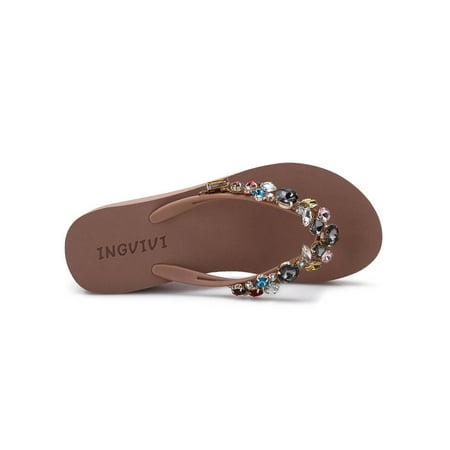 

Avamo Women s Wedge Platform Jewelry Studded Flip Flops Sandals Shoes Slip On Slippers
