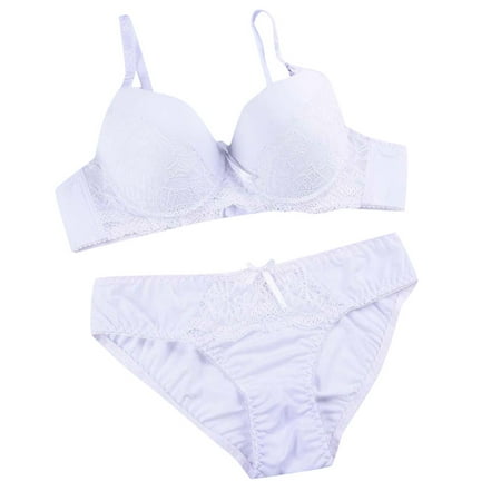Womens Lingerie Push Up Lace Female Underwear Bra and Panty Sets for Women White 38/85
