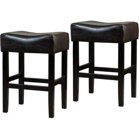 MIANYANG Portman Leather Backless Counterstools 2-Pcs Set Brown