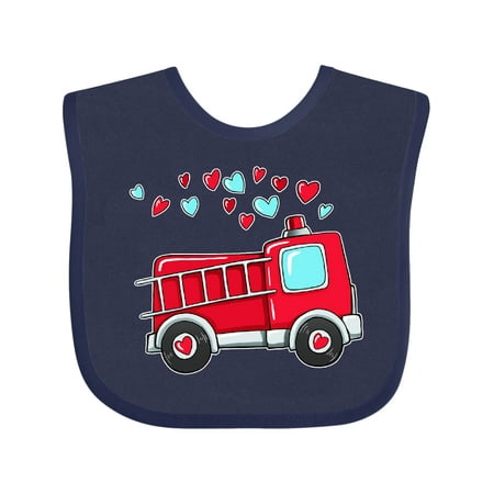 Inktastic Valentine Fire Truck with Hearts Gift Baby Boy or Baby Girl Bib