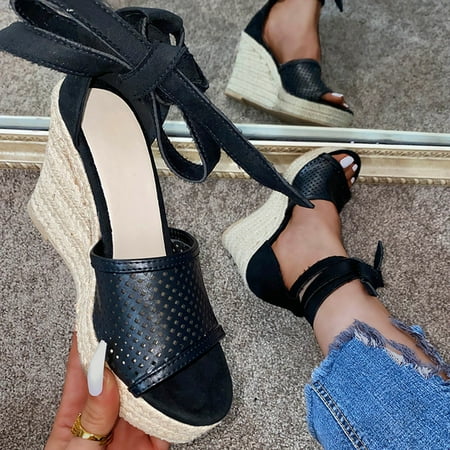 YTJX Women s Summer Lace-Up Wedges Weave Beach Open Toe Breathable Sandals Shoes
YTJX Women s Summer Lace-Up Wedges Weave Beach Open Toe Breathable Sandals Shoes