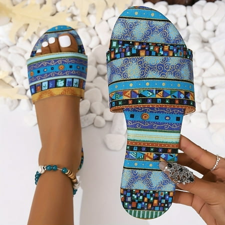 Ethnic Print Flat Sandals For Women Summer Beach Slide Casual Open Toe Slippers Comfy Outdoor Footwear Easy Wear One-Strap Design
Ethnic Print Flat Sandals For Women Summer Beach Slide Casual Open Toe Slippers Comfy Outdoor Footwear Easy Wear One-Strap Design