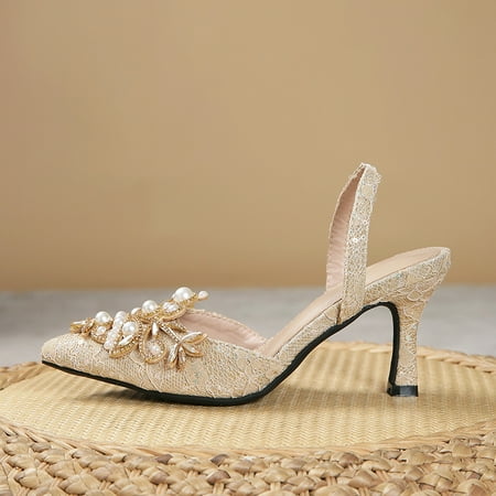 Women‘s Faux Pearl & Rhinestone High Heels Solid Color Pointed Toe Slingback Pumps Wedding Dress & Party Shoes
Women‘s Faux Pearl & Rhinestone High Heels Solid Color Pointed Toe Slingback Pumps Wedding Dress & Party Shoes