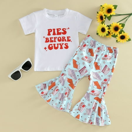 Hunpta Toddler Girl Clothes Bell Bottom Sets Letter Short Sleeve T Shirt Tops Cake Print Flared Pants Kids Summer Outfits
Hunpta Toddler Girl Clothes Bell Bottom Sets Letter Short Sleeve T Shirt Tops Cake Print Flared Pants Kids Summer Outfits