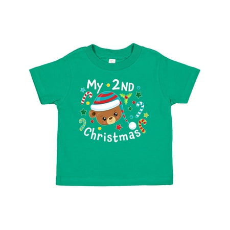 Inktastic My 2nd Christmas Cute Bear with Candy Canes Gift Toddler Boy or Toddler Girl T-Shirt
