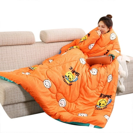 Tuscom 59x79 Inch Creative Thickened Lazy Quilt Washable Detachable Zipper Winter Blanket With Sleeves