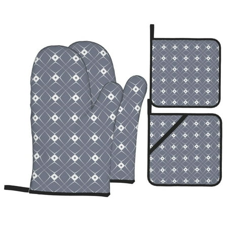 Oven Mitts and Pot Holders Sets 4 pcs - Gray White Geometric Pattern Heat Resistant Silicone Oven Gloves with Non-Slip Silicone Surface and hot pads for kitchen Baking Cooking BBQ
Oven Mitts and Pot Holders Sets 4 pcs - Gray White Geometric Pattern Heat Resistant Silicone Oven Gloves with Non-Slip Silicone Surface and hot pads for kitchen Baking Cooking BBQ