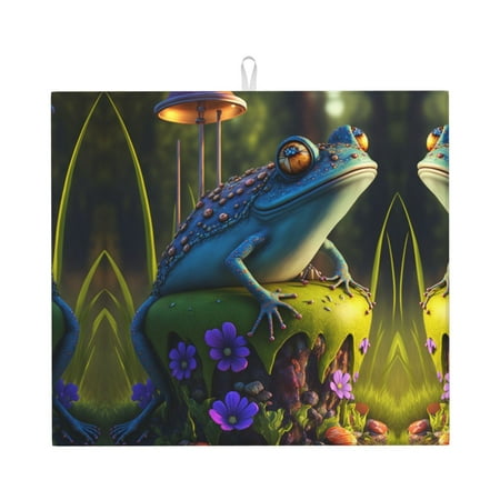 Dish Drying Mats for Kitchen Counter - Cute Blue Frog 16x18In Anti-Slip Absorbent Microfiber Drying Mat for Kitchen Counter Mat Dish Rack Mat with Hanging Loop
Dish Drying Mats for Kitchen Counter - Cute Blue Frog 16x18In Anti-Slip Absorbent Microfiber Drying Mat for Kitchen Counter Mat Dish Rack Mat with Hanging Loop