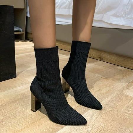 Mackneog Women Ankle Boots Autumn And Winter Comfortable Pointed Toe Square Heel Stretch Knit Solid Color Slip On Gift on Clearance
Mackneog Women Ankle Boots Autumn And Winter Comfortable Pointed Toe Square Heel Stretch Knit Solid Color Slip On Gift on Clearance