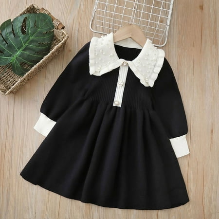 Toddler Girls Casual Dresses Autumn Winter Sweater Long Sleeve Knitted Long Pearl Collar Fragrance Princess Dress Daily-Wear
Toddler Girls Casual Dresses Autumn Winter Sweater Long Sleeve Knitted Long Pearl Collar Fragrance Princess Dress Daily-Wear