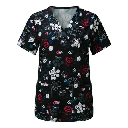 TAIAOJING Women Scrubs Top Workwear Animal Print Casual Short Sleeve V-neck Carer Top
TAIAOJING Women Scrubs Top Workwear Animal Print Casual Short Sleeve V-neck Carer Top