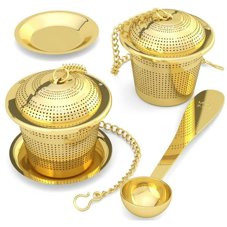 Synpinya Loose Leaf Tea Infuser (Set of 2) with Tea Scoop and Drip Tray - Ultra Fine Stainless Steel Strainer & Steepe Gold
Synpinya Loose Leaf Tea Infuser (Set of 2) with Tea Scoop and Drip Tray - Ultra Fine Stainless Steel Strainer & Steepe Gold