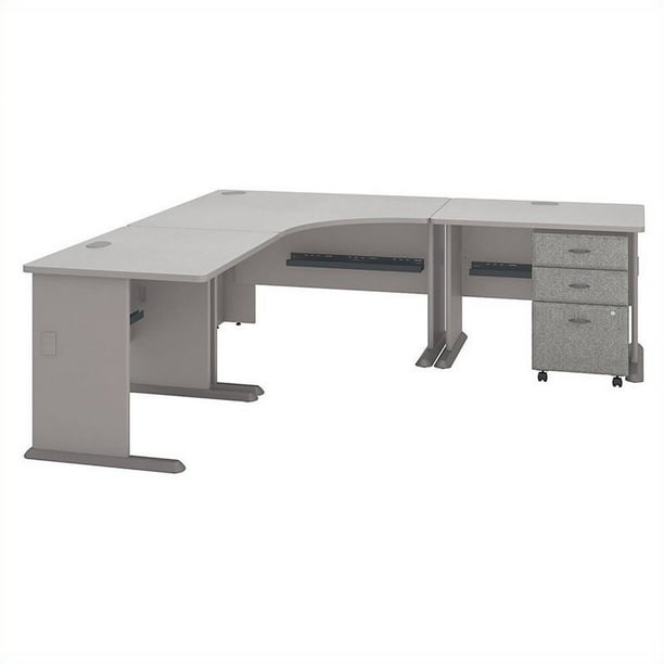 Bush Business Furniture Series A 84W x 84D Corner Desk with Mobile File Cabinet in Pewter