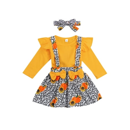 Fanvereka Toddler Baby Girl Skirt Set Long Sleeve Ruffles Solid Tops + Pumpkin Bow Suspender Skirt with Headband
Fanvereka Toddler Baby Girl Skirt Set Long Sleeve Ruffles Solid Tops + Pumpkin Bow Suspender Skirt with Headband