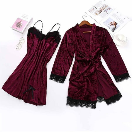 Rewenti Women s Sexy Two-piece Pajamas Lace Velvet Solid Color Lace Two-piece Pajamas Wine 10(XL)
Rewenti Women s Sexy Two-piece Pajamas Lace Velvet Solid Color Lace Two-piece Pajamas Wine 10(XL)