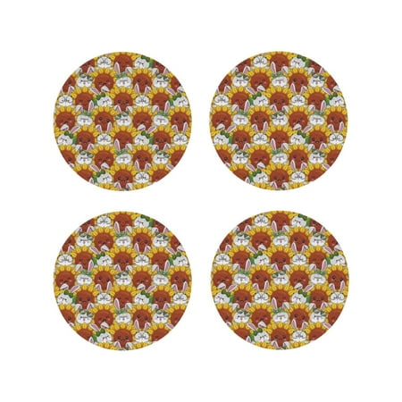 Fuzoiu Cartoon Sunflowers Print Leather Coasters Set Drink Coasters Set of 4 for Tabletop Protection Durable PVC Coasters Home Décor and Housewarming Gift-Round Shape
Fuzoiu Cartoon Sunflowers Print Leather Coasters Set Drink Coasters Set of 4 for Tabletop Protection Durable PVC Coasters Home Décor and Housewarming Gift-Round Shape