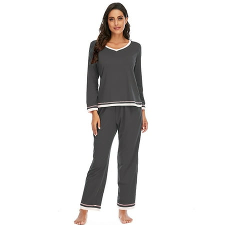 Womens Pajama Set Long Sleeve Crew Neck Nightshirt Sleepwear with Casual Elastic Pockets Pajamas Bottoms Soft Cotton Nightwear Pajama Pjs Lounge Sets S-2XL Gray
Womens Pajama Set Long Sleeve Crew Neck Nightshirt Sleepwear with Casual Elastic Pockets Pajamas Bottoms Soft Cotton Nightwear Pajama Pjs Lounge Sets S-2XL Gray