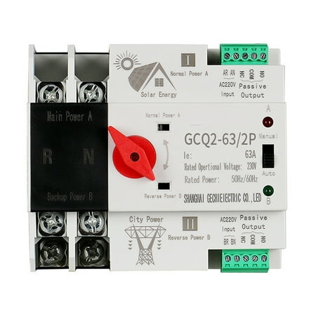 Photovoltaic Solar Power Automatic Transfer Switch Din Rail 2P 63A AC220V PV System Power to Power
Photovoltaic Solar Power Automatic Transfer Switch Din Rail 2P 63A AC220V PV System Power to Power
