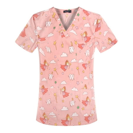 Women Scrubs Tops Short Sleeve V Neck Cartoon Printed Top Nursed Working T Shirts Blouse With Pockets Comfortable Nursing Uniform
Women Scrubs Tops Short Sleeve V Neck Cartoon Printed Top Nursed Working T Shirts Blouse With Pockets Comfortable Nursing Uniform