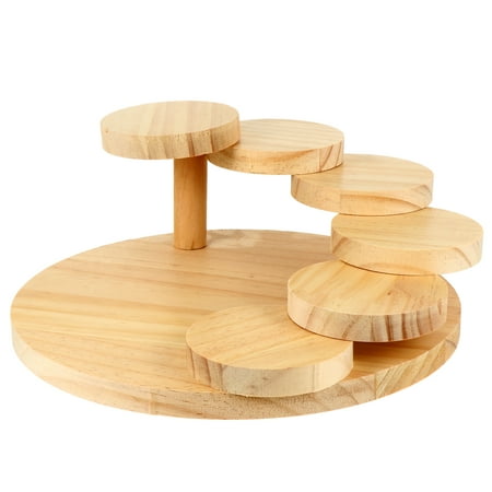 1pc Large Wood Serving Tray Rotating Steps Meat Plate Japanese Sushi Dish