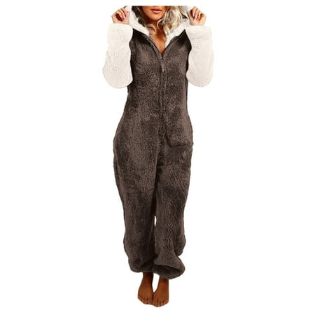 Women Clothing Women s Artificial Wool Long Sleeve Pajamas Casual Solid Color Zipper Loose Hooded Jumpsuit Pajamas Casual Winter Warm Rompe Cute Ears Sleepwear Brown
Women Clothing Women s Artificial Wool Long Sleeve Pajamas Casual Solid Color Zipper Loose Hooded Jumpsuit Pajamas Casual Winter Warm Rompe Cute Ears Sleepwear Brown